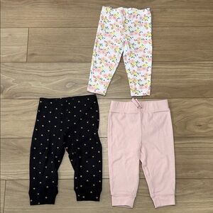 Floral, Black, and Pink Kids Leggings Set